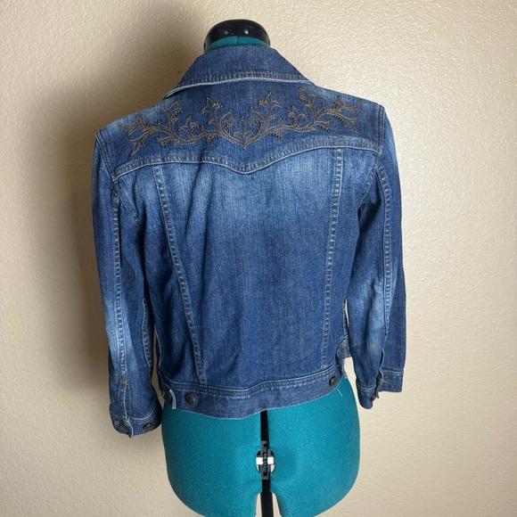 Women’s Sz Small Lauren Jeans Denim Jacket stitching & beading details Excellent - Picture 5 of 7